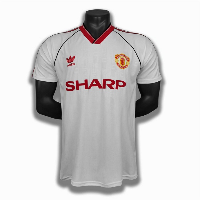 AAA Quality Manchester Utd 88/90 Away White Soccer Jersey